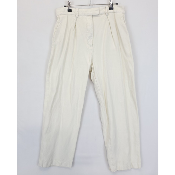 Los Angeles Atelier & Other Stories Linen Blend Ankle Trousers Women 8 Beige - Picture 1 of 12